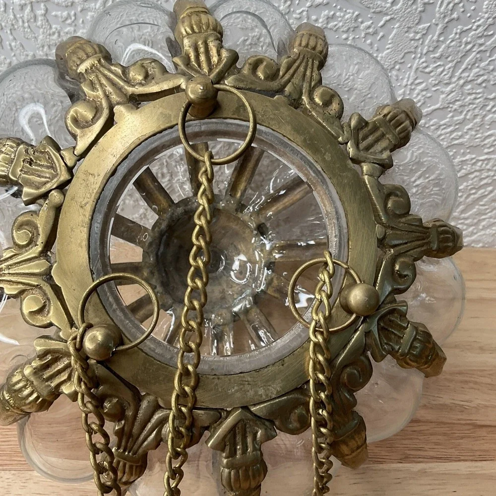 Vintage Large Oil / Candle Hanging Swag Lamp? ‎ with Unique Rare Heavy